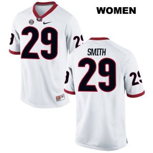 Women's Georgia Bulldogs NCAA #29 Christopher Smith Nike Stitched White Authentic College Football Jersey TVY2754KI